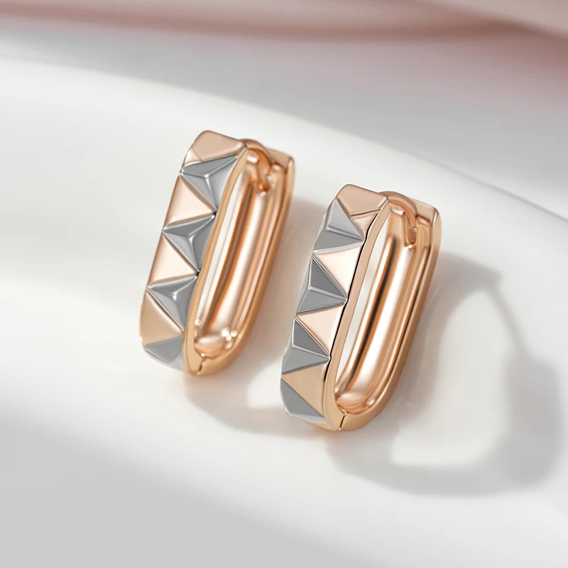 SYOUJYO Square-Shaped Earrings For Women 585 Rose Gold Color Simple Stylish Daily Wear Jewelry