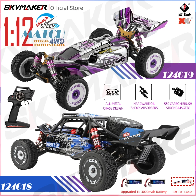 WLtoys 124018 124019 2.4G Racing RC Car 55KM/H 4WD Electric High Speed Off-Road Drift Remote Control Car Toys for Children Gift