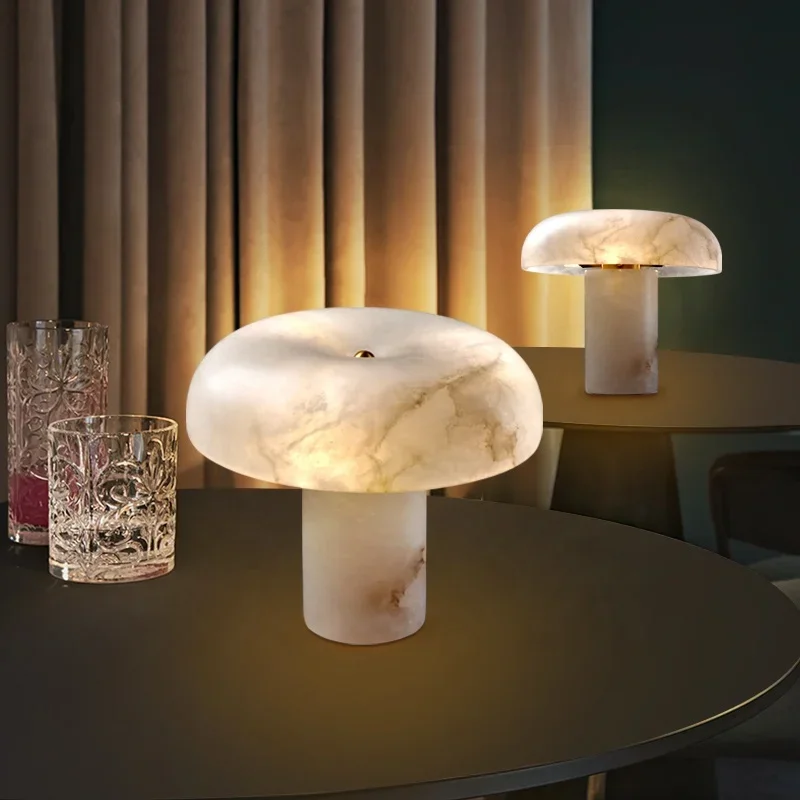 Simple and luxurious marble table lamp minimalist style bedroom bedside lamp LED table lamp