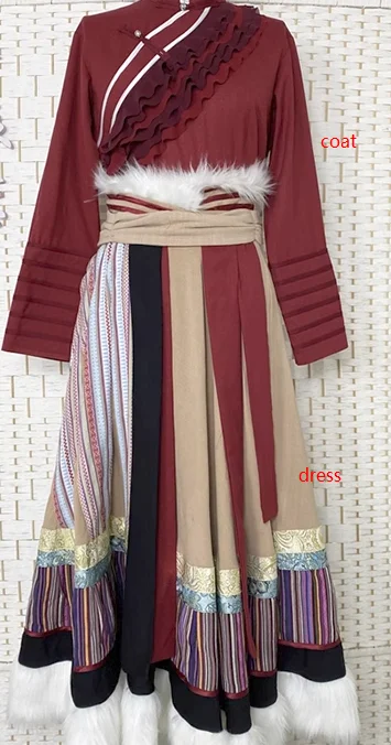 

Chinese Folk Dance Dress Tibetan Female Adult Art Examination Practice Set