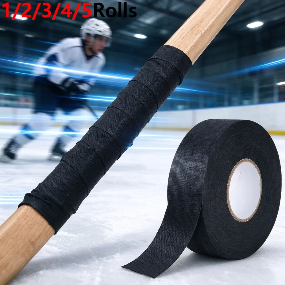 1/2/3/4/5Rolls Athletic Hockey Fabric Grip Tape, Waterproof Anti-slip Handle Wrap 2.5cm x25m, Multipurpose Cloth Tape Ice Hockey