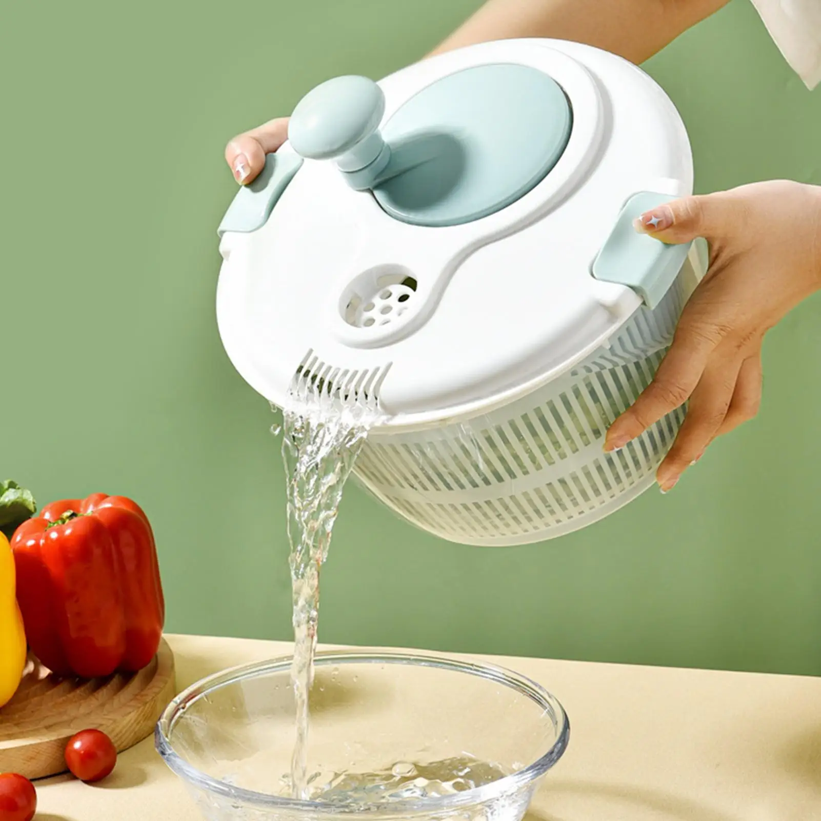 

Salad Spinner for Leafy Vegetables Lettuce Washer & Dryer Kitchen Greens Drainer Strainer Crisper Tool Home Kitchen Gadgets