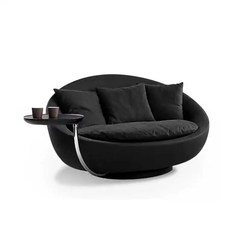 Italienisches Designer-Einzelsofa. Moderner Wohnzimmer-Loungesessel. Rundes drehbares Sofa. Lacoon Lazy Sofa