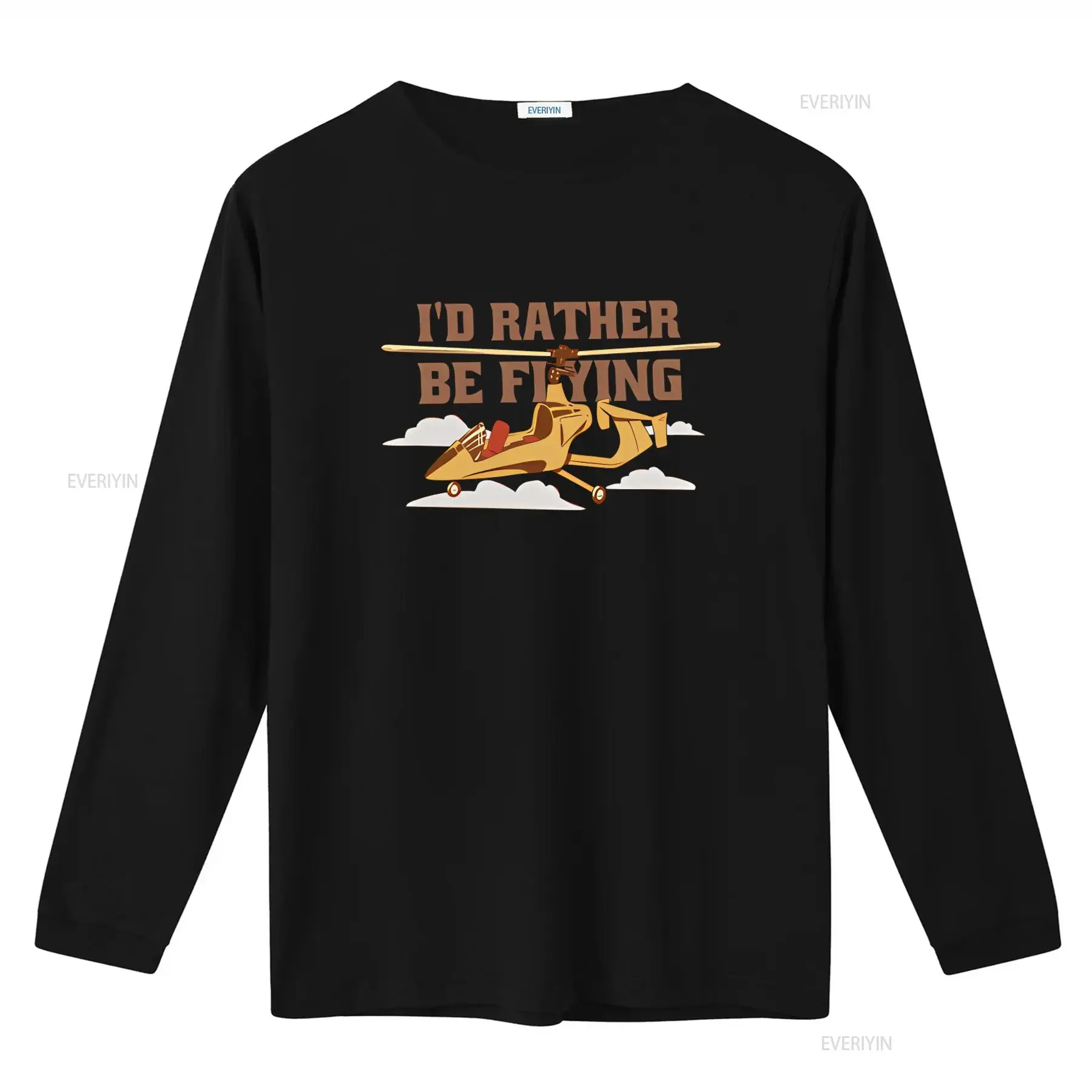 Gyrocopter Aviator 100 Cotton T Shirt I'd Rather Be Flying Design vintage Washed graphic Top For Everyday Wear Versatile Unisex