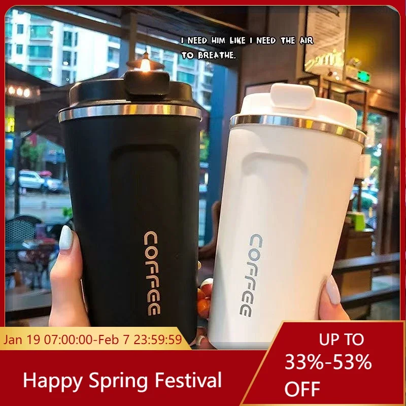 380ml/510ml Stainless Steel Coffee Cup Travel Thermal Mug Leak-Proof Thermos Bottle Tea Coffee Mug Vacuum Flask Insulated Cups