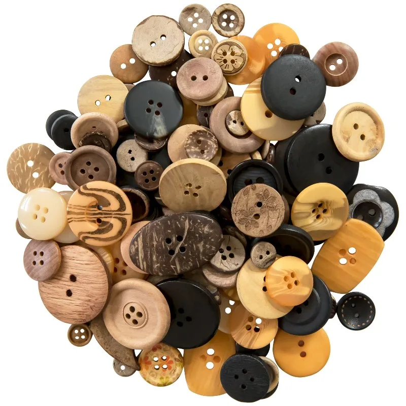 Natural Wood Mix Value Buttons, 3.5 Oz.