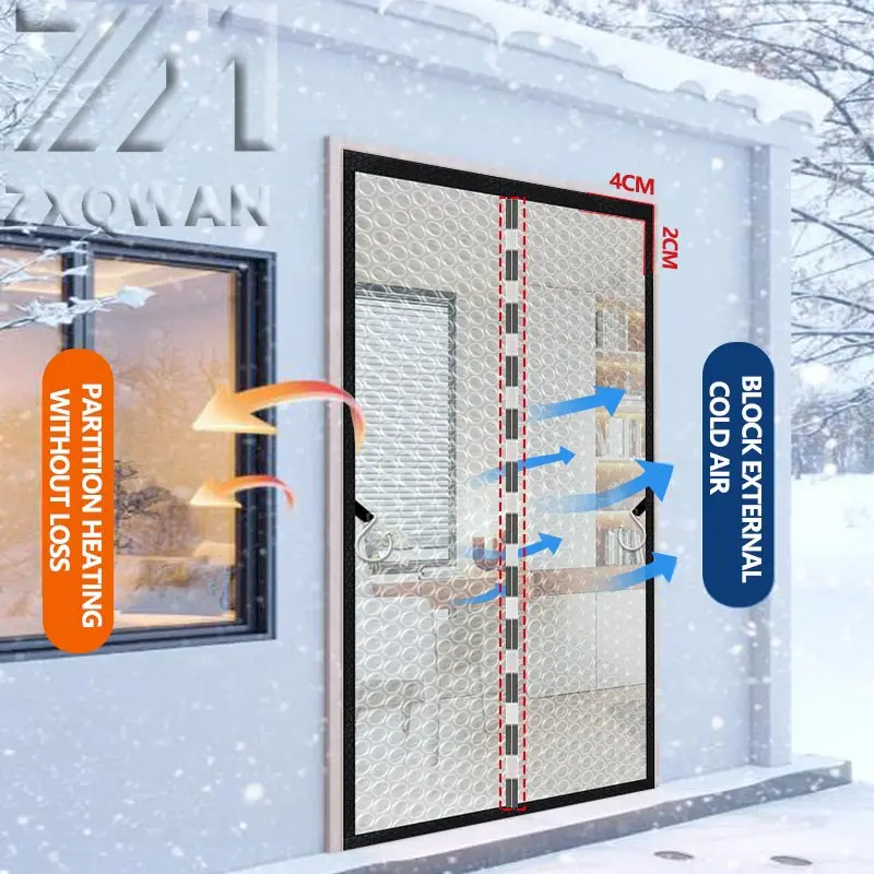 Winter balcony magnetic suction thick windproof and warm film, cold proof and leak proof, sealed and non perforated door curtain
