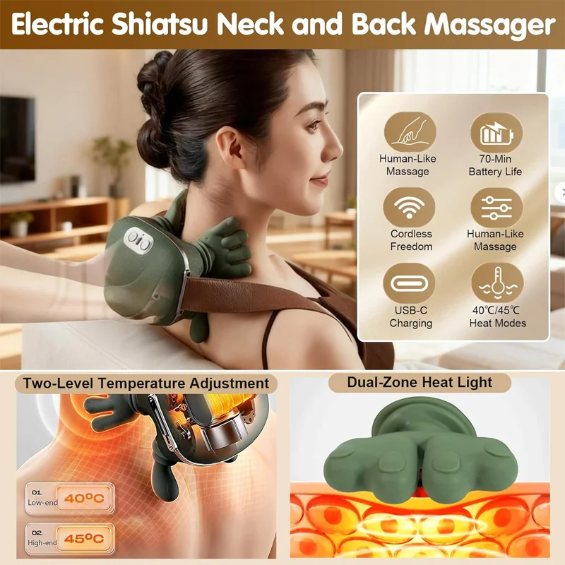 New Shoulder and Neck Massager, Cervical Head Massager, Fully Automatic Charging Finger Pressure Hand Massager