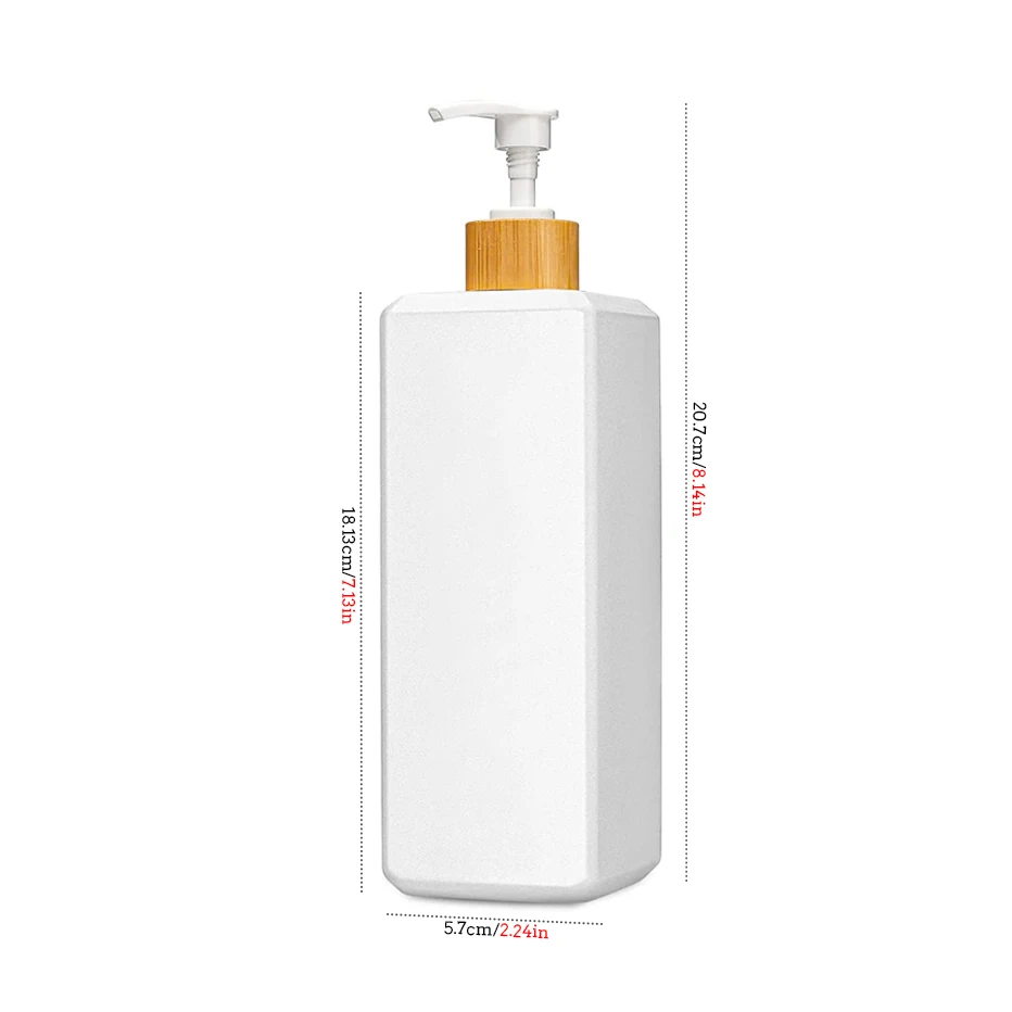 500ml Shampoo Conditioner Soap Dispenser Bottles Refillable Bamboo Pump Shower Lotion Body Wash Bottles