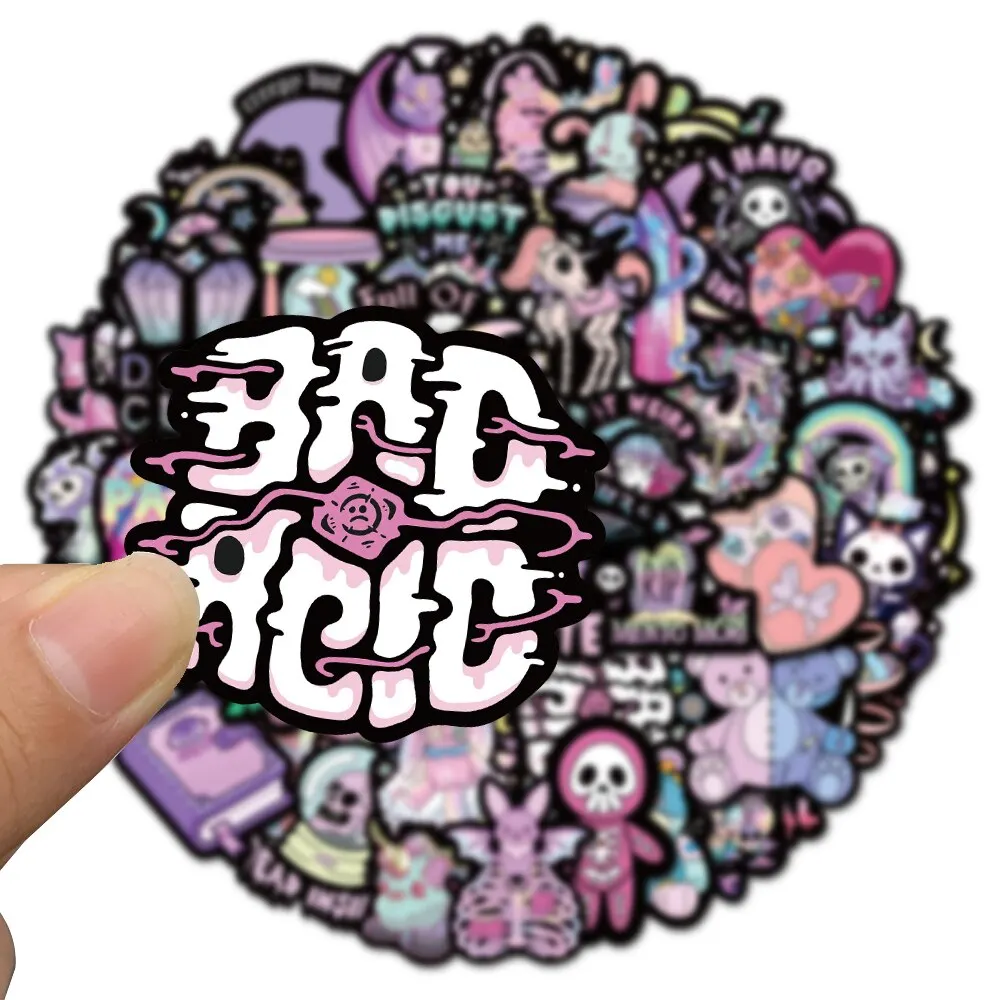 100PCS Cartoon Gothic Evil Witch Ghost Stickers Style Stickers for Laptop Skateboard Computer Guitar Kids Cartoon Sticker