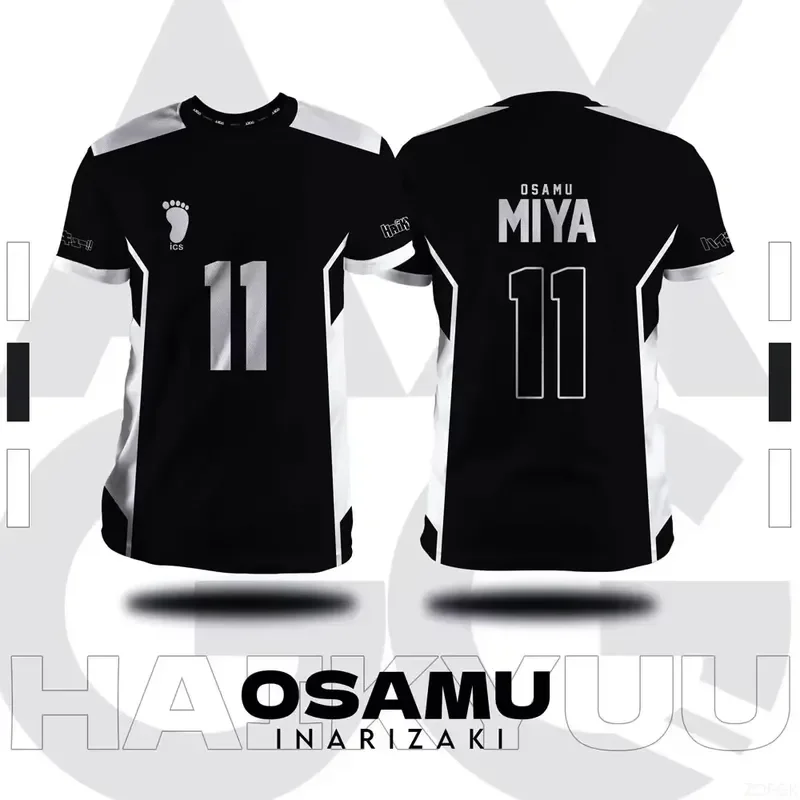 Image of Herren Sommer T-Shirt Übergröße 3D-Druck Haikyuu Inarizaki Anime Cosplay Muster Atmungsaktives Kurzarm-Oberteil