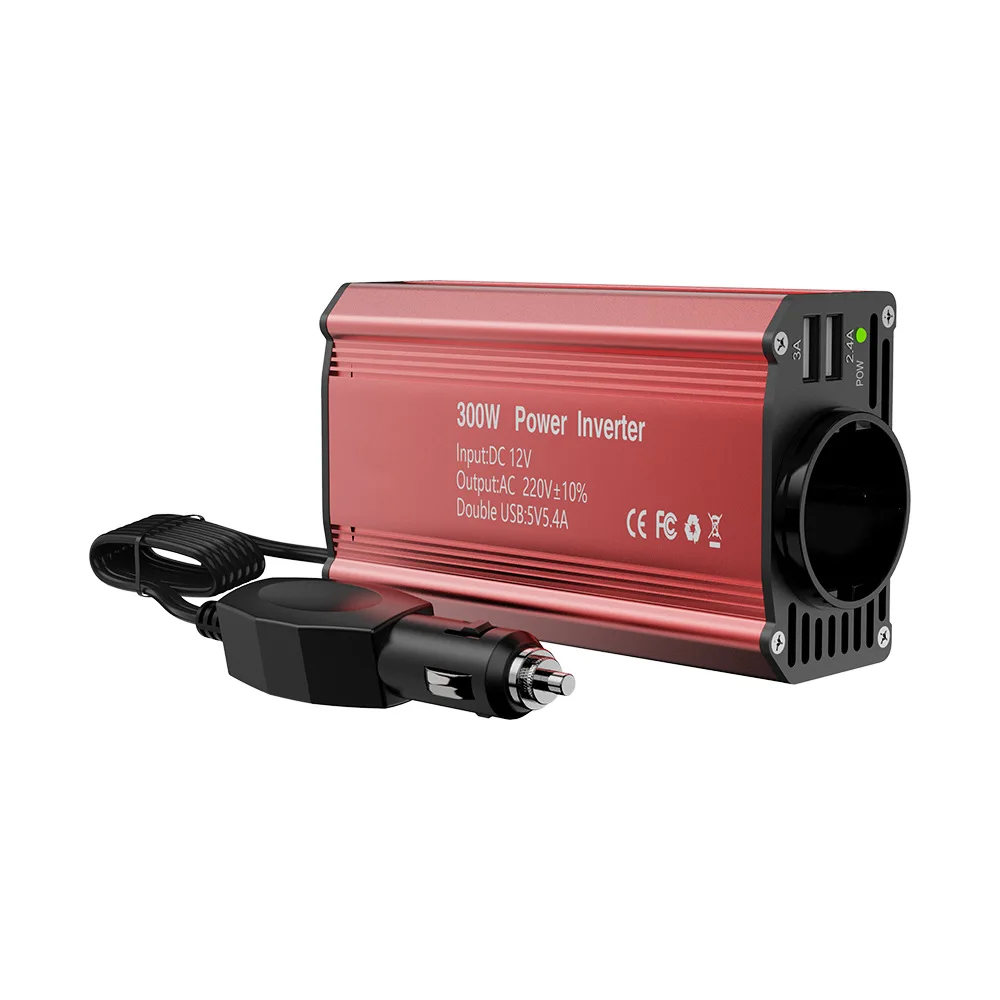 Portable Fast-Charging Car Charger Inverter DC 12V To AC 110/220V US/EU Sockets for Outdoor Camping with Cigarette Lighter Plug