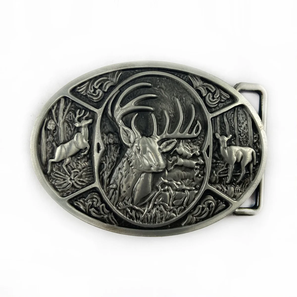Antique Silver Deer Stag Belt Buckle Oval Vintage Western Cowboy Belt Buckles For Men Jeans Belt Accessories Dropshipping