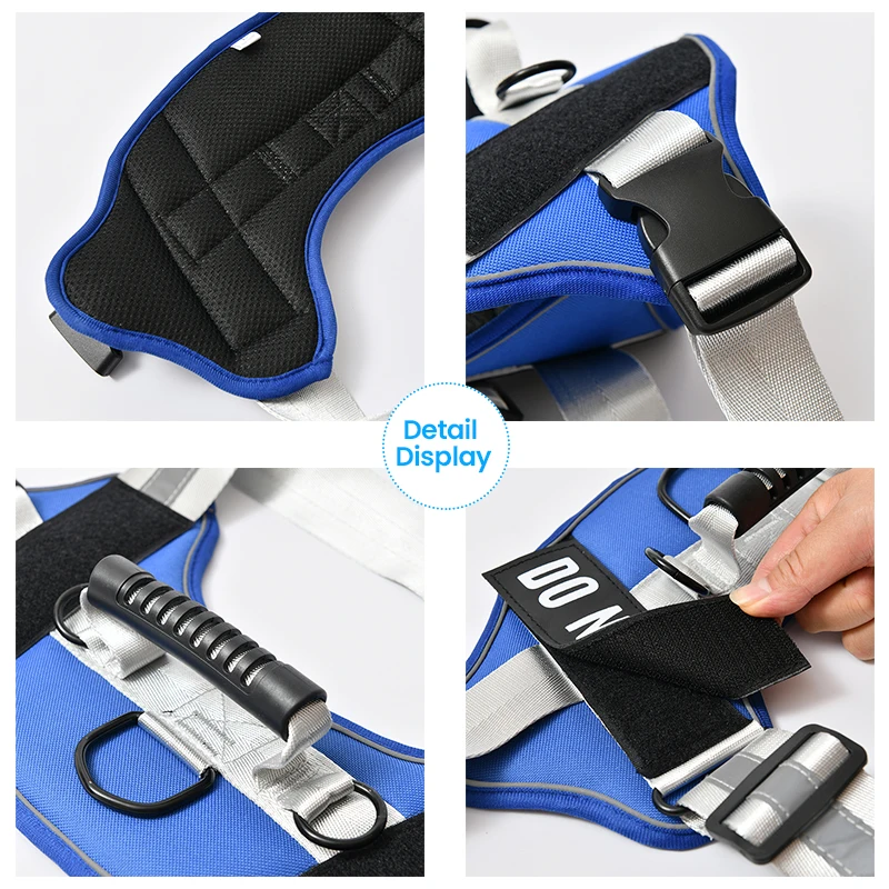 عاكس النايلون الكلب تسخير مع 8 قطعة بقع الكلب تنفس الكلب تسخير مع خدمة الكلب التسمية لينة مبطن الحيوانات الأليفة تسخير ل Sma #4