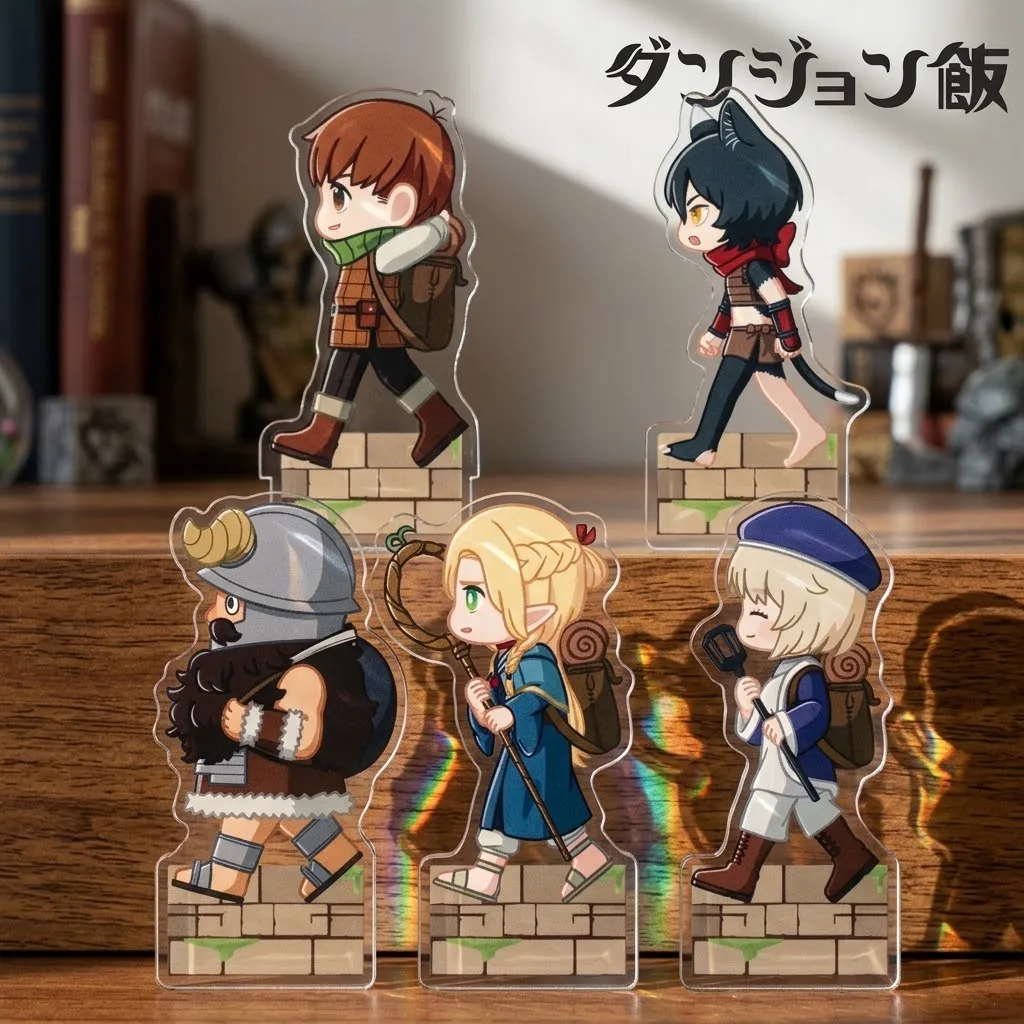 Anime Dungeon Meshi Acrylic Standee, Exquisite Double-sided Printing Keychain, Proportional Character Table Ornament, Dungeon Ad