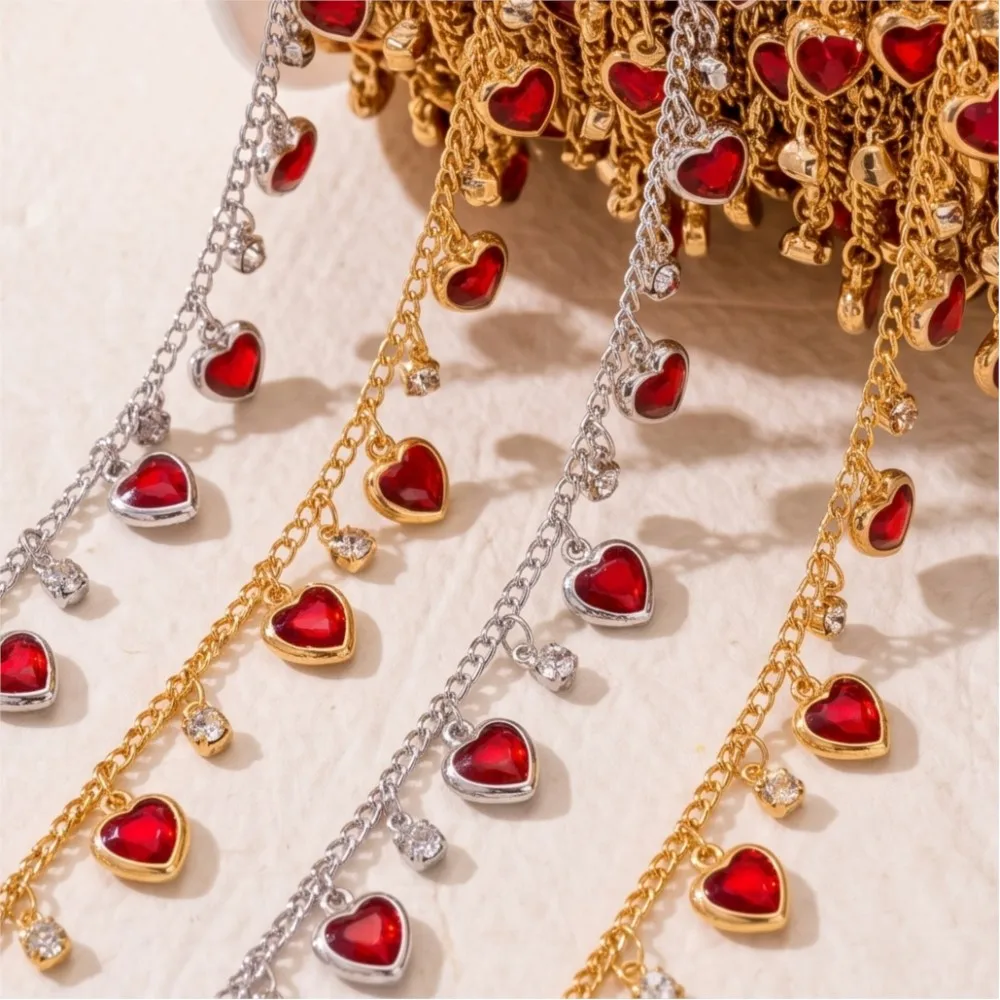 Pendentifs Cœur 0,5/1m avec Strass pour la Fabrication de Colliers, Bracelets, Bijoux, Vêtements et Matériaux d'Artisanat DIY