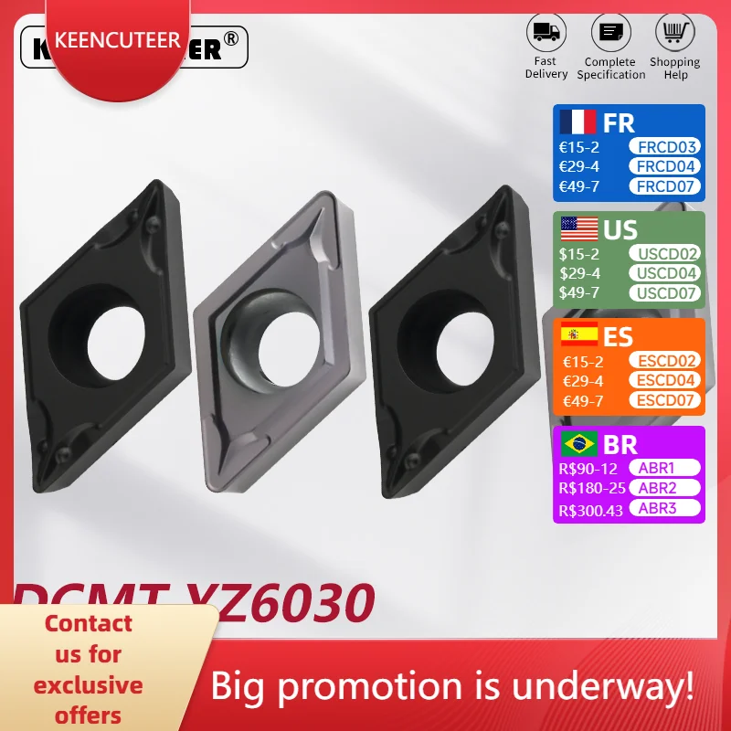 

Твердосплавные токарные пластины DCMT YZ030 с покрытием для станков с ЧПУ, для обработки стальных деталей
