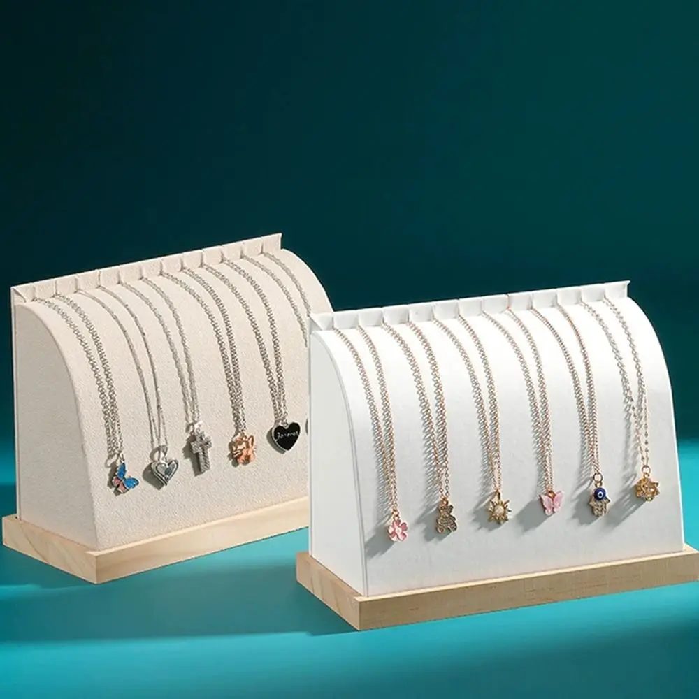 Arc-Shaped สร้อยคอขาตั้งตู้โชว์กํามะหยี่/PU เครื่องประดับไม้คอลเลกชันแฟชั่นเครื่องประดับ