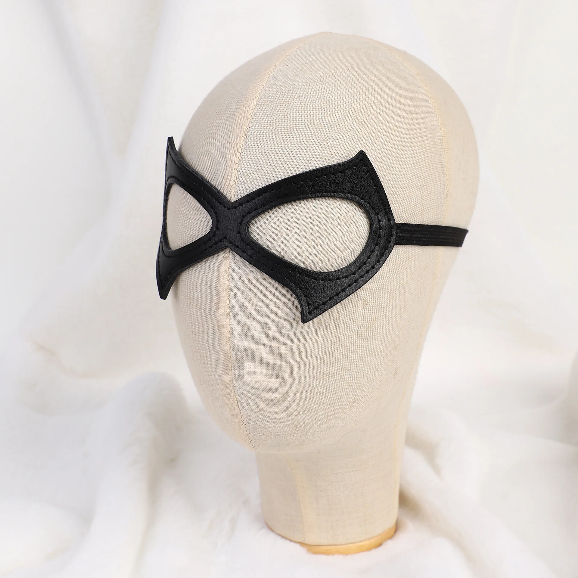 Black Half Face Mask for Trendy Halloween Masquerade Christmas Carnival Costume Party PU Leather Cosplay Eye Mask