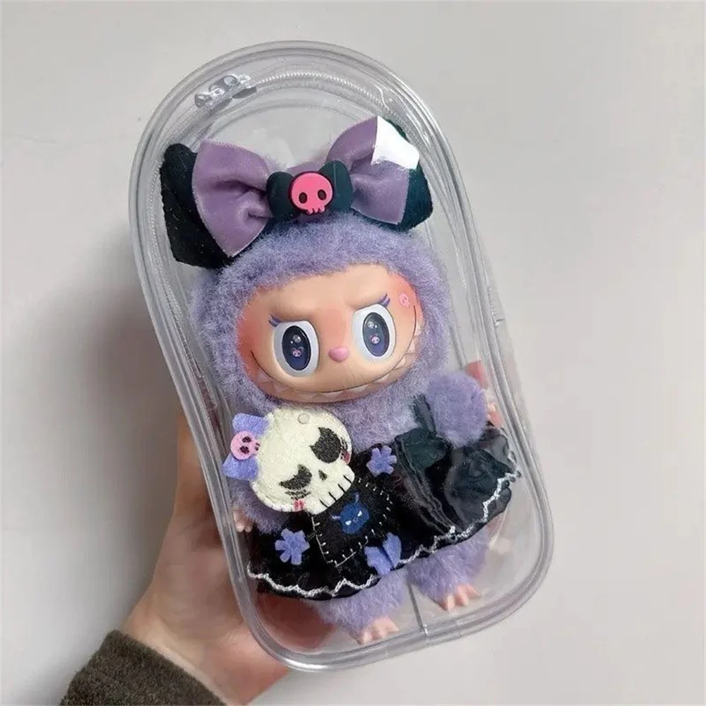 

Anime action figure PVC Mystery Box Storage Case Doll Organizer Box Square Plush Dolls Display Bag for labubu doll accessories