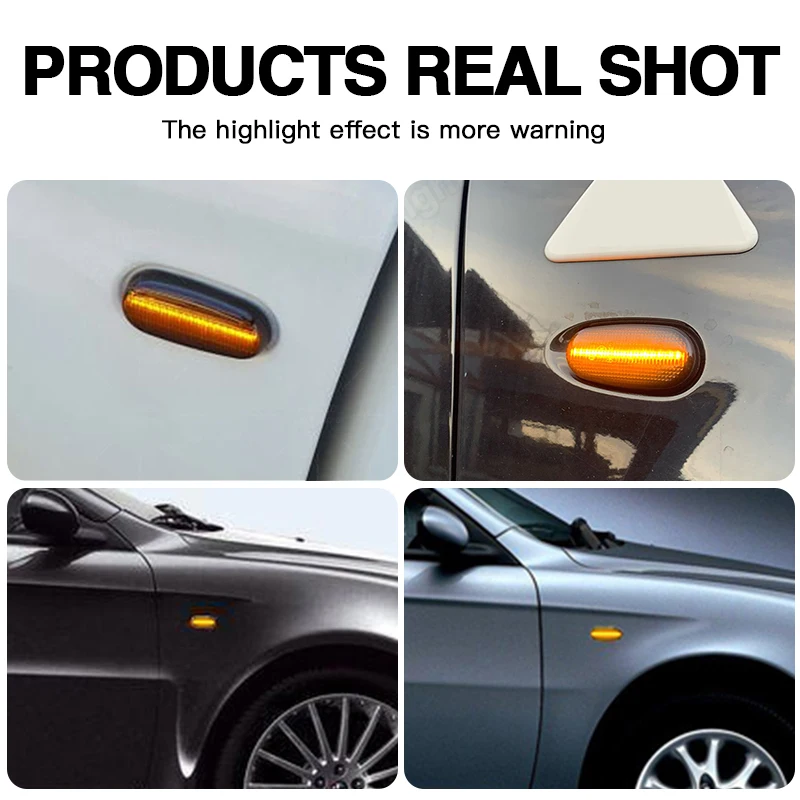 2×for Fiat Bravo 2 198 for Alfa Romeo MiTo 955 GT 147 937 - Car LED Side Marker Light Flowing Turn Signal Indicator Lamp Blinker view 3
