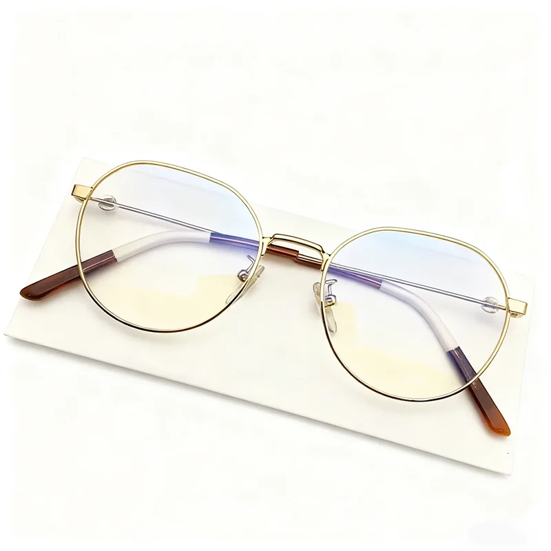 إطار نظارات أنيق للشباب بدون عدسة من الراتنج بدون حافظة 51-19-140 نظارات بحافة معدنية خفيفة الوزن لوصفات طبية #3