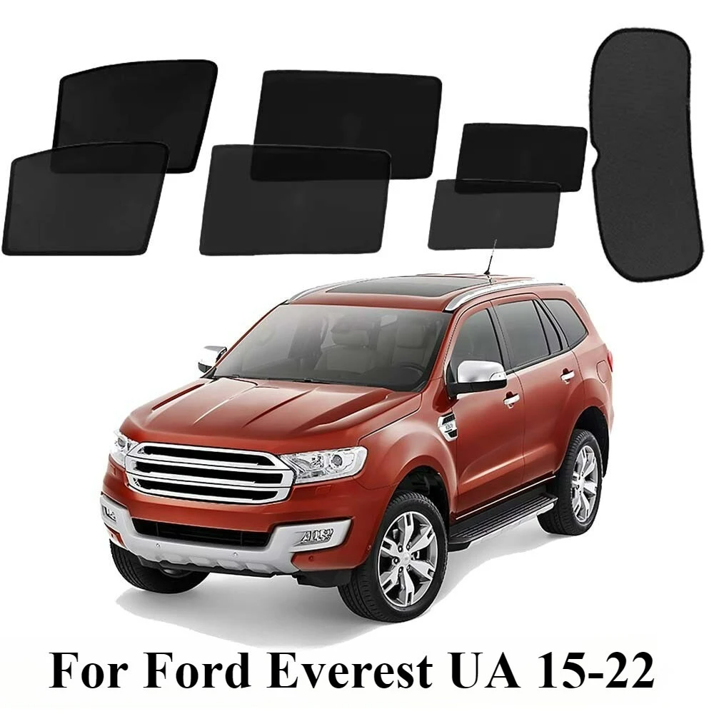 Black Sun Shades For Ford Everest UA 15-22 Front Port Back Windows Sun Blind