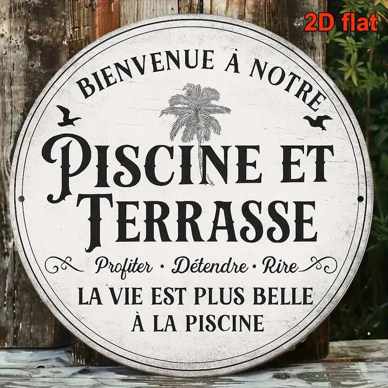 2DFLAT 1pc 8X8In/20X20Cm 2D Flat Round Sign, Vintage Decorative Plaque with 