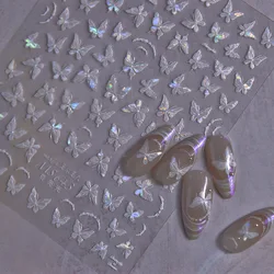 White Transparent Butterfly High Quality Shell Light Fragment Flash Nail Stickers Nail Art Decoration Decals Design MS-643