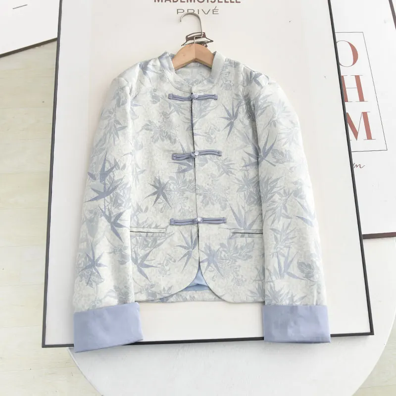 

New 2025 Spring ort Printed Button Chinese Sle Women's Jaet Faionable Versatile New Chinese Sle ort Coat
