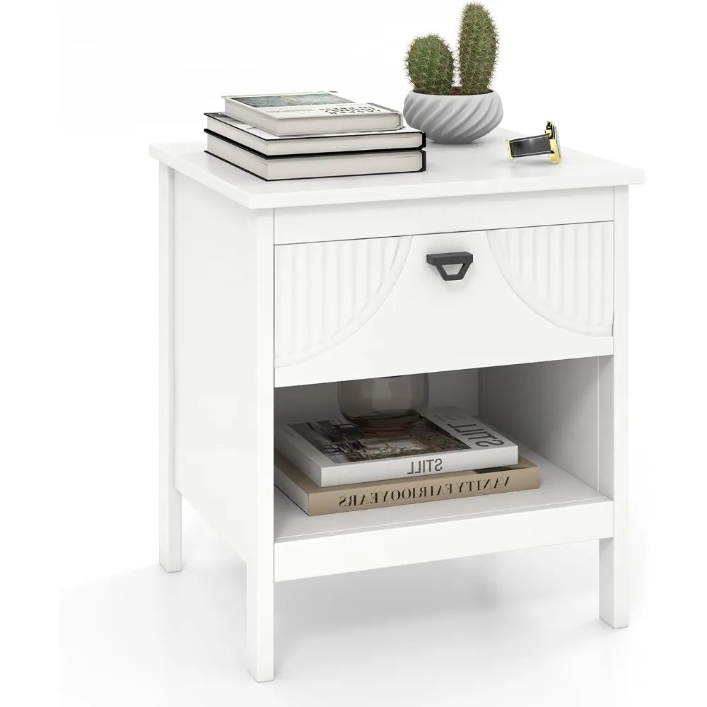 

Современная тумбочка с выдвижным ящиком, прикроватная тумбочка с открытой полкой для хранения, акцентный торцевой столик с местом для хранения в спальне, 18.