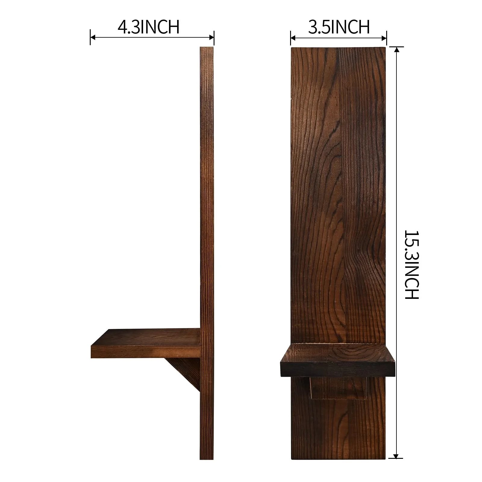 Set of 2 Rustic Wooden Wall Candle Sconces 5