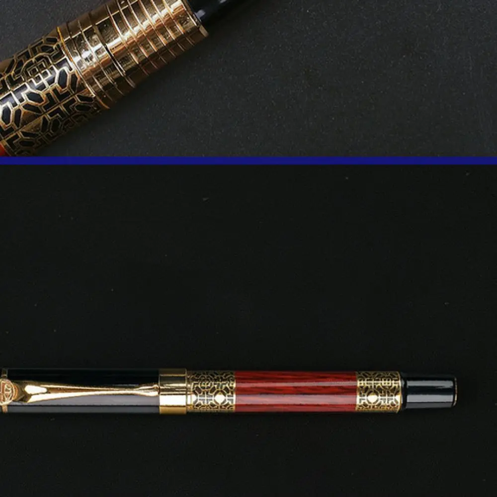 Traditional Rosewood Fountain Pen Hollow Design Office Writing Instrument Elegant Business Signature Stationery Gift