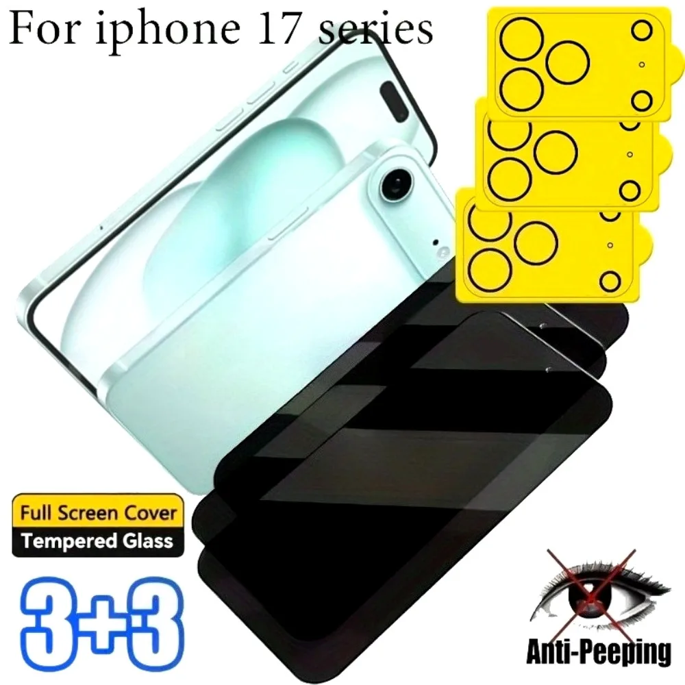 

6-in-1 Anti Spy Screen Protector for iPhone 17 16 15 14 Pro Max 17 Air 16e Camera Lens Glass for iPhone 13 12 11 Pro 15 14 Plus