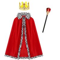 Boys King Red Cloak for Children's School Stage Uniform Velvet Cape Crown Girls Birthday Party Clothes Accessory Suit