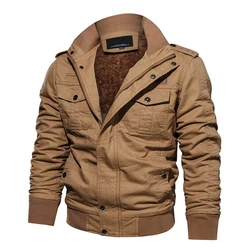 New Business Casual Jackets Man Winter Fleece Tactical Jacket Embroidery Windproof Multiple Pockets Outdoor Workwear Coat