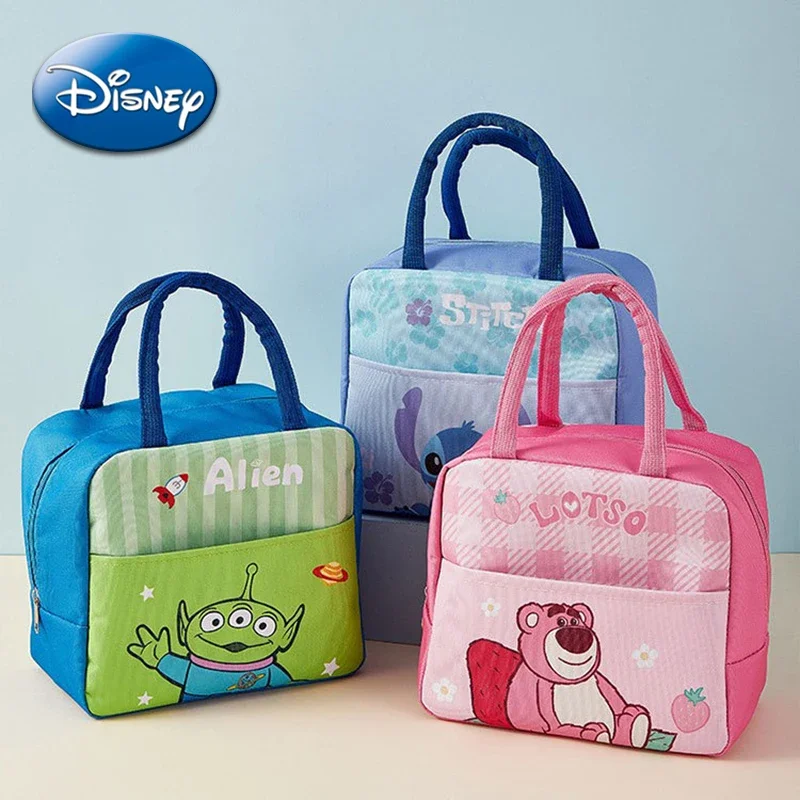 Disney Toy Story Lunch Bag Lotso Cartoon Figure Bento Bags Insulation Keep Warm Canvas Storage Box Portable Picnic Students Meal