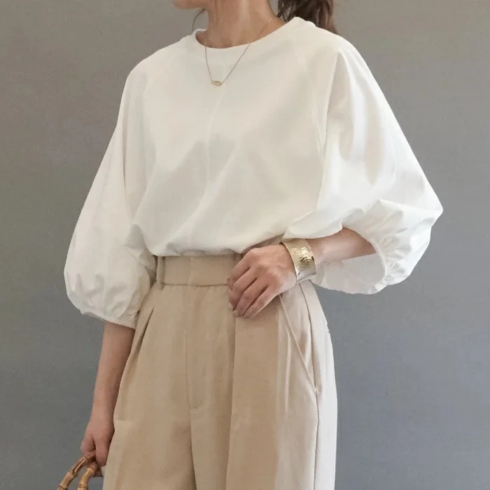 

Новая летняя однотонная женская футболка с круглым вырезом в стиле пэчворк, свободный крой, элегантный повседневный универсальный топ