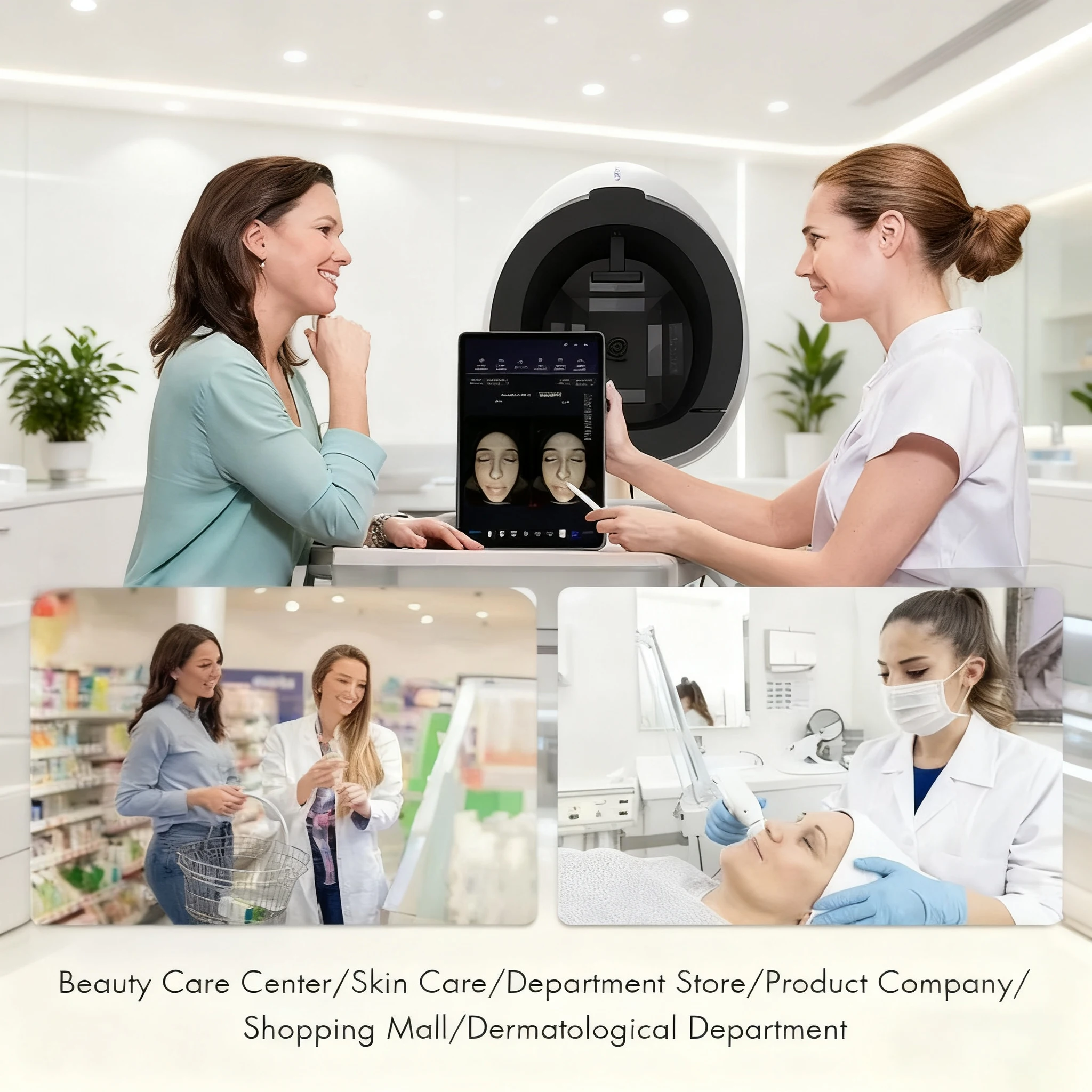 15,6-inch touchscreen 3D AI-huidscannermachine - Klantvisualisatie Magische spiegel voor poriën, rimpels, vocht en pigmentanalyse