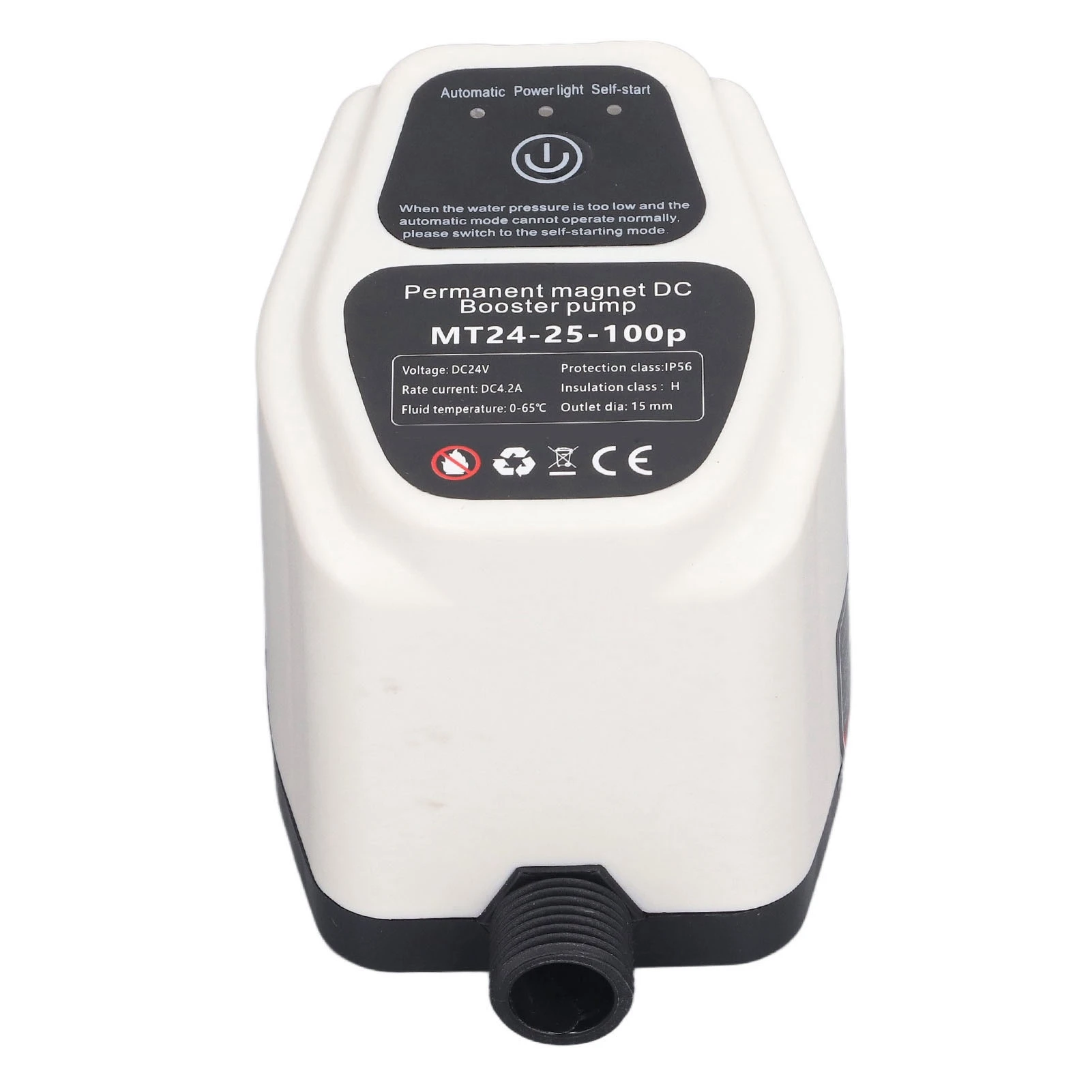 Booster Pump 100W 24V 25L Per Minute Full Automatic Water Pressure Boost Pump 100‑240V EU Plug White ABS Copper MT24 25 100p