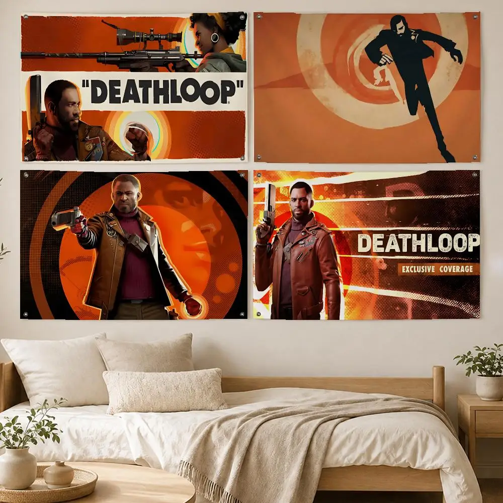 Sharp Game Deathloop Flags Room Bedroom Home Outdoor Wall Hanging Concert Printed Background Decoration Art Banne