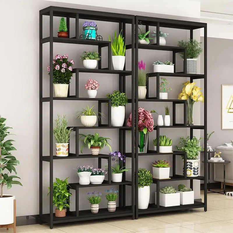 

Steel Wooden Simple Floor Wall Multi-Layer Shelf Pots Rack Plant Display Stands For Living Room