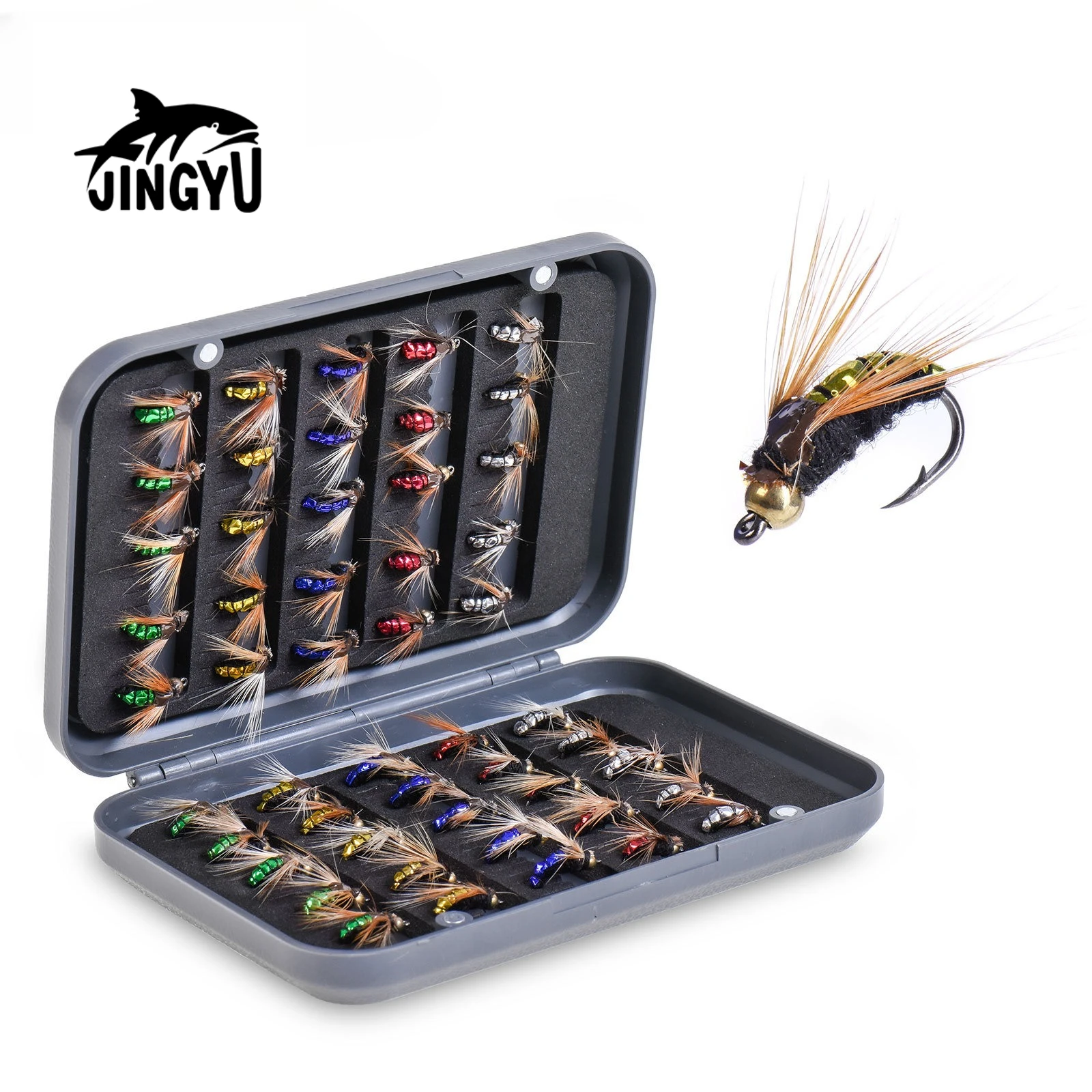 

Fly Lure, 50pcs Fly Fishing Lure Artificial Bait Lures Insect Lures with Hook Accessory Fluorescent Fast Sinking Wet Bug Worm