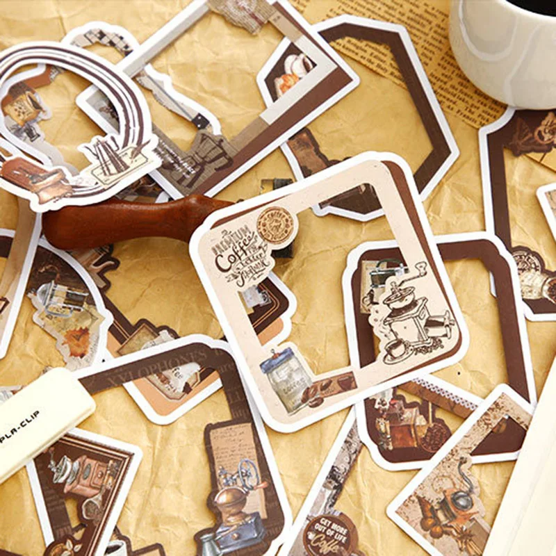 30Sheets Writing Paper Self-adhesive Sticker Time Book Series Retro Photo Frame Hand Account Decoration Stationery Material