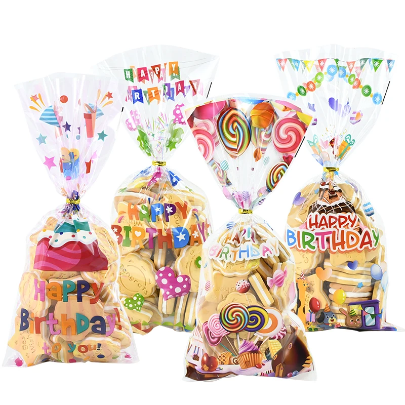 50Pcs Mermaid Plastic Candy Bag Animal Snack Biscuit Gift Package Bags Happy Birthday Decoration Baby Shower Favor Supplies