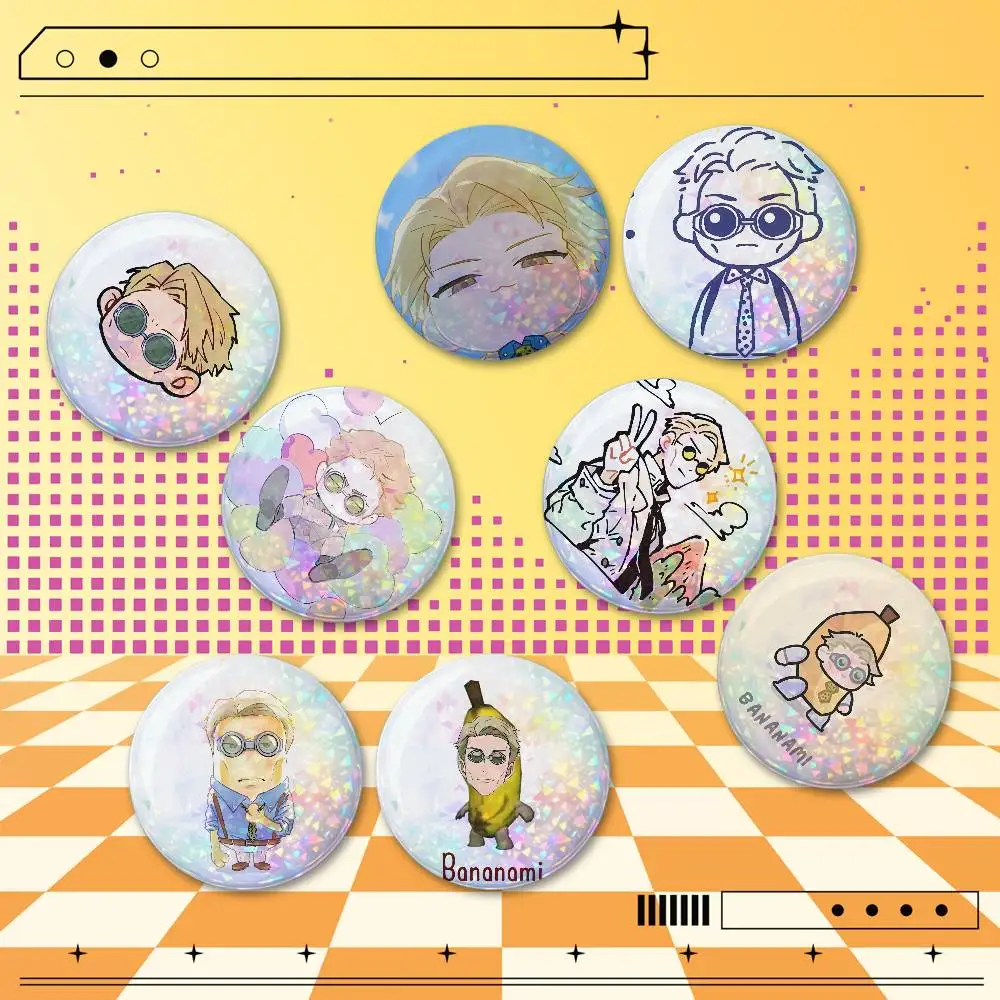 kento nanami 25/32/44/58/75mm Holographic Badges 2 Pcs Set Custom Round Button Pins Bag Clothes Accessories