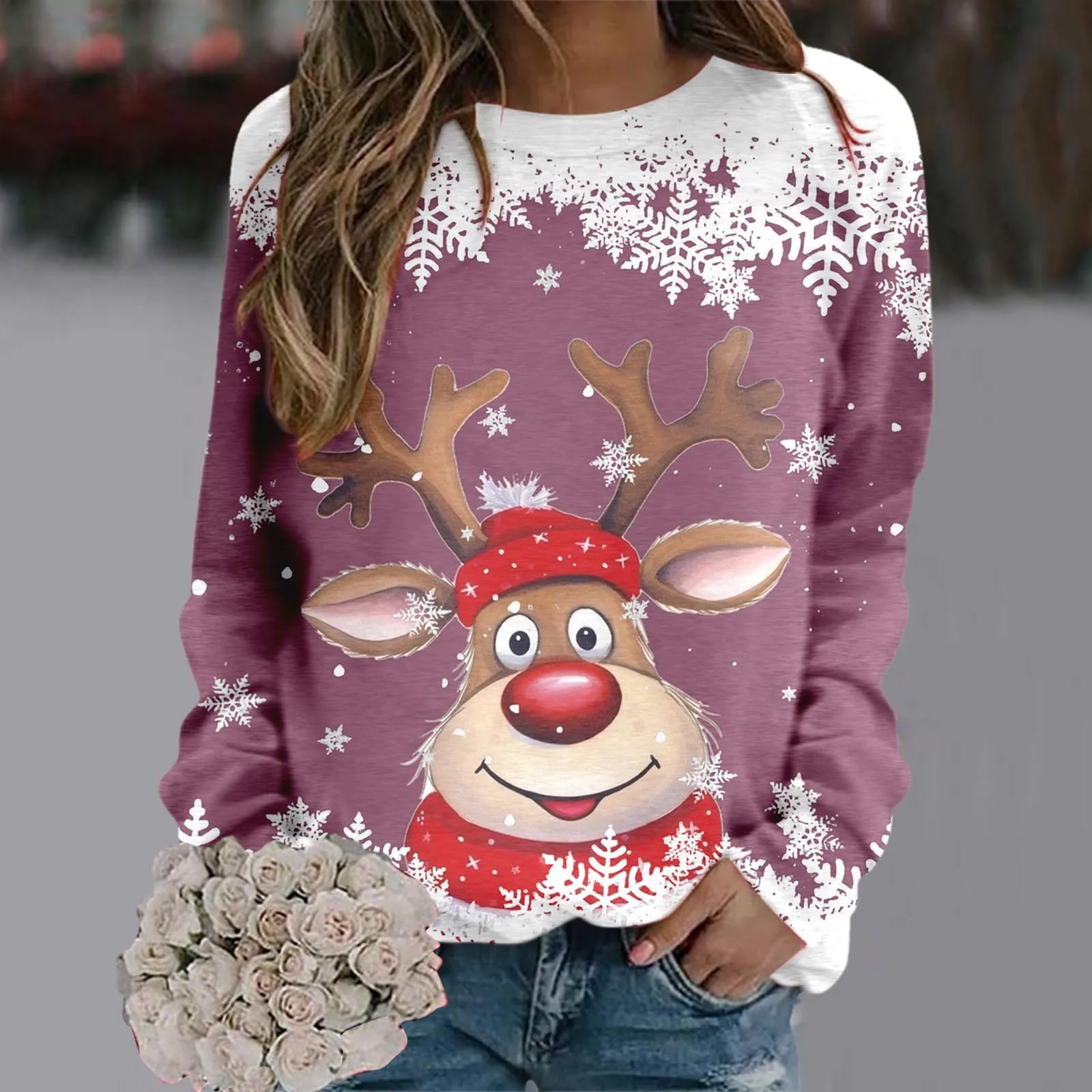 

Autumn Christmas Sweatshirts Reindeer 3D Print Oversized Hoodie Women Streetwear Long Sleeve Pullovers Y2k Hoodies Girl Clothing