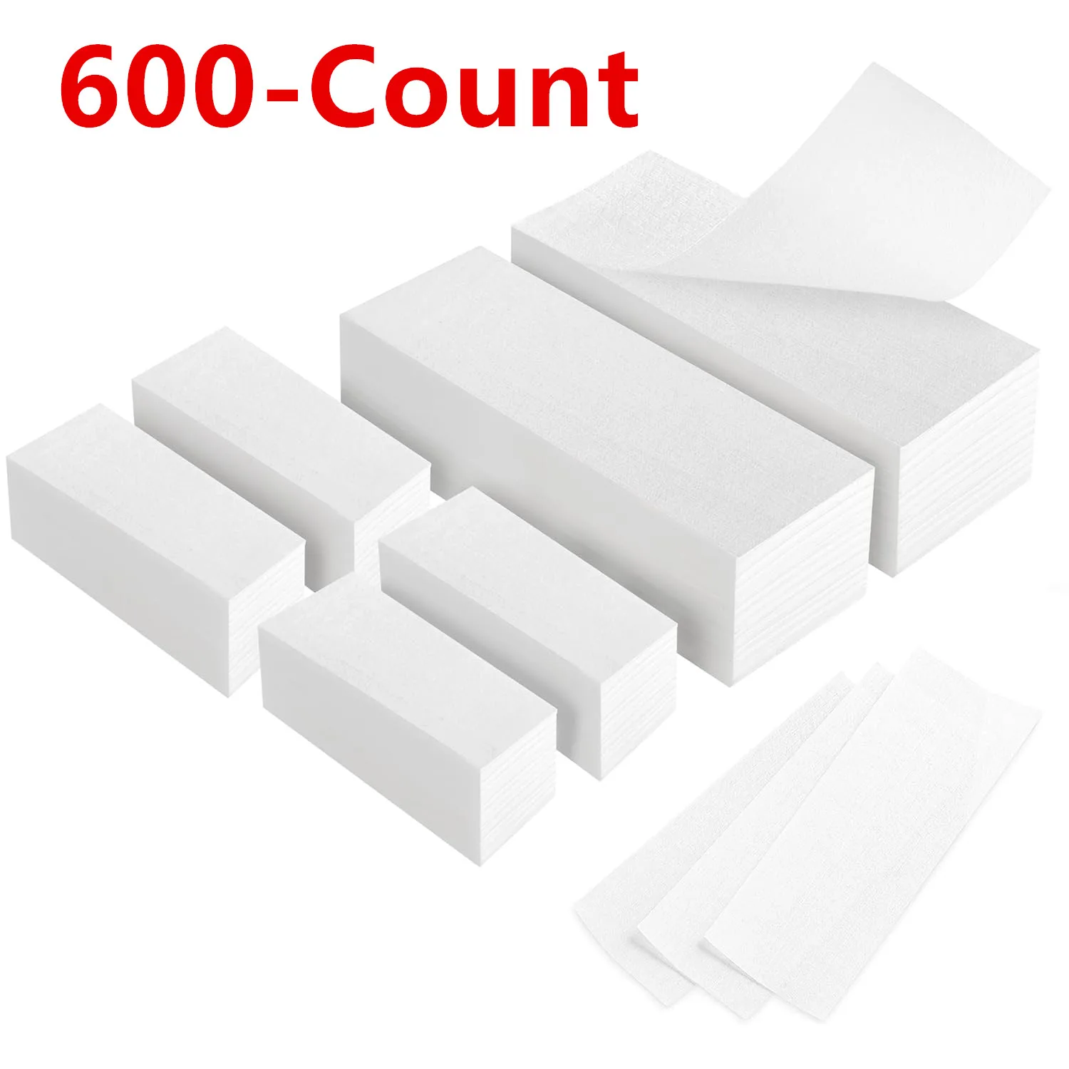 

600-Count Non Woven Wax Strips, 2 Size Body and Facial Epilating Wax Strips Paper for Hair Removal, Beauty Waxing Strips