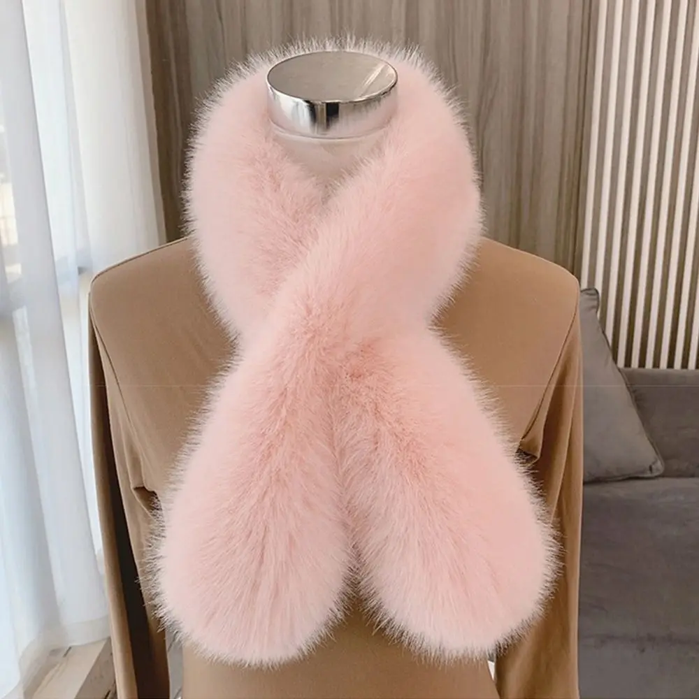 Versatile Winter Faux Fur Scarf Thick Warm Comfortable Neck Warmers Fluffy Soft Faux Fox Rabbit Fur Collar Scarf for Women view 3