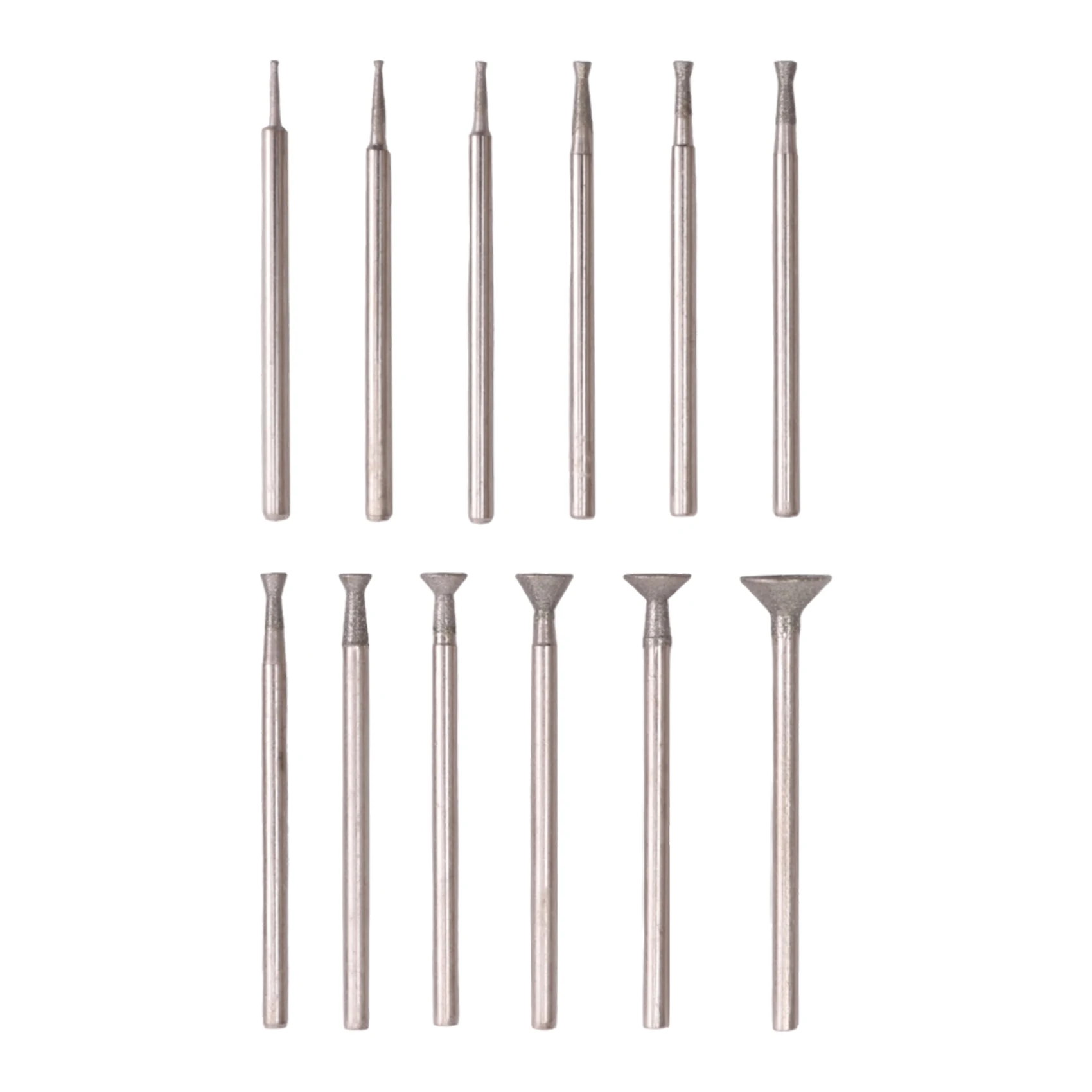 [NEW!A08R】 Diamond Grinding Burr Set Kit Fits For Rotary Tool Includes For Dremel With 2.35Mm Shank (Pack Of 12)